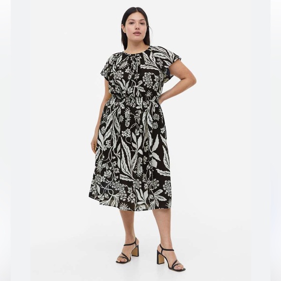 Midi Length Crinkle Cotton Dress size L - Picture 4 of 9